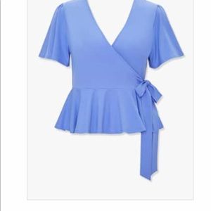 Plus Size Flounce Wrap Top